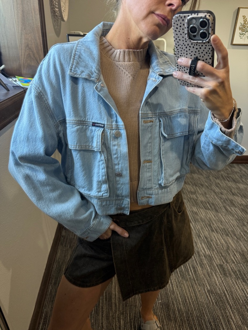 Light Blue Cropped Denim Jacket